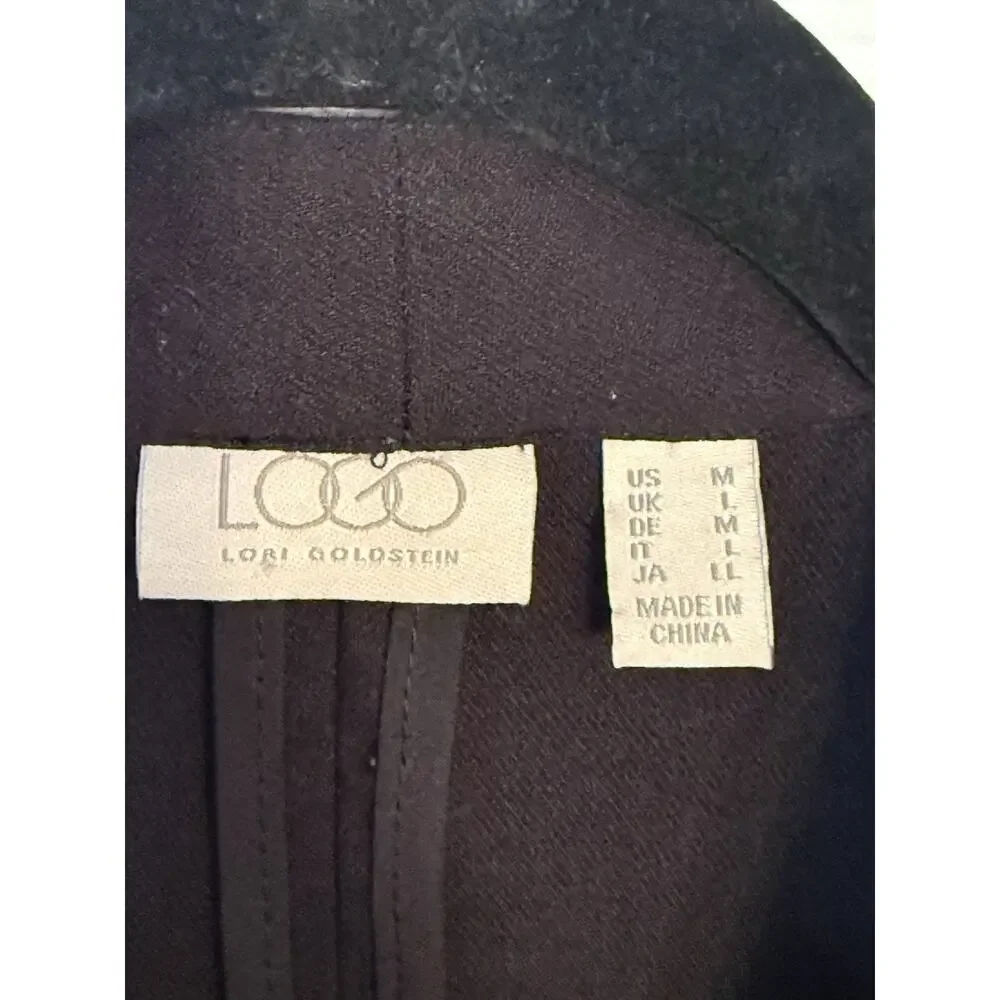 Logo Lori Goldstein Blazer Jacket Women's‎ Anywear Stretch One Button Medium